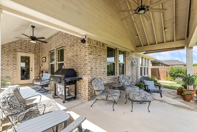 821 Mildren Ln, Fate, TX 75087 - view of patio / terrace with a ceiling fan and area for grilling