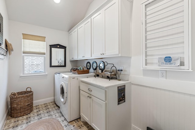 821 Mildren Ln, Fate, TX 75087 - laundry room with cabinet space, washing machine and clothes dryer, and baseboards