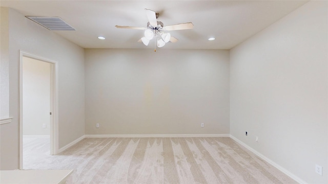 6407 Capulet Pl, Dallas, TX 75252 - spare room featuring a ceiling fan, light colored carpet, and recessed lighting