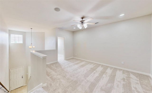6407 Capulet Pl, Dallas, TX 75252 - spare room with ceiling fan, light colored carpet, and recessed lighting