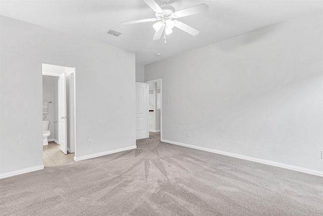1600 Templegate Dr, Mckinney, TX 75072 - unfurnished bedroom with carpet floors, baseboards, ensuite bathroom, and ceiling fan