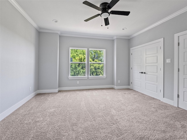 6223 Post Oak Ter, Fort Worth, TX 76112 - unfurnished bedroom featuring crown molding, carpet flooring, baseboards, and ceiling fan