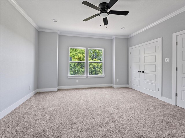 6221 Post Oak Ter, Fort Worth, TX 76112 - unfurnished bedroom featuring crown molding, carpet flooring, baseboards, and ceiling fan