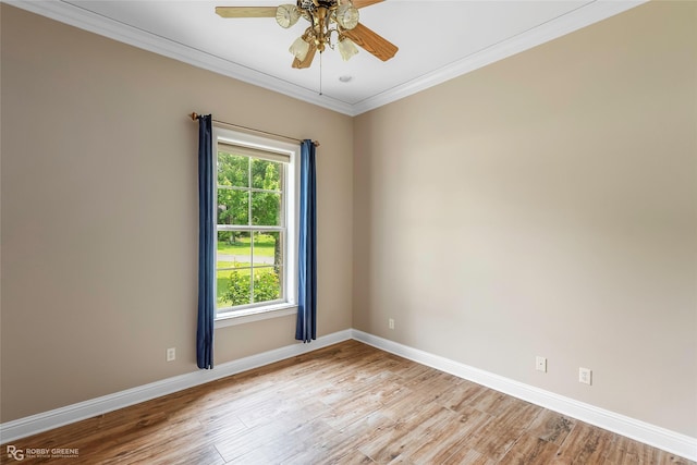 135 Oak Leaf Trl, Benton, LA 71006 - unfurnished room with light wood-type flooring, ceiling fan, crown molding, and baseboards