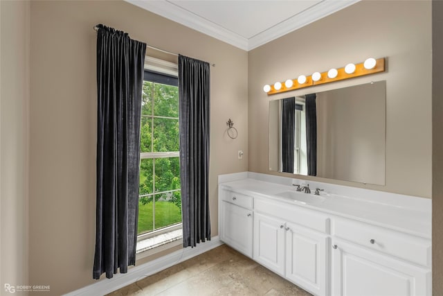 135 Oak Leaf Trl, Benton, LA 71006 - bathroom with ornamental molding, vanity, and baseboards