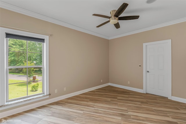 135 Oak Leaf Trl, Benton, LA 71006 - empty room featuring crown molding, baseboards, a ceiling fan, and light wood-style flooring