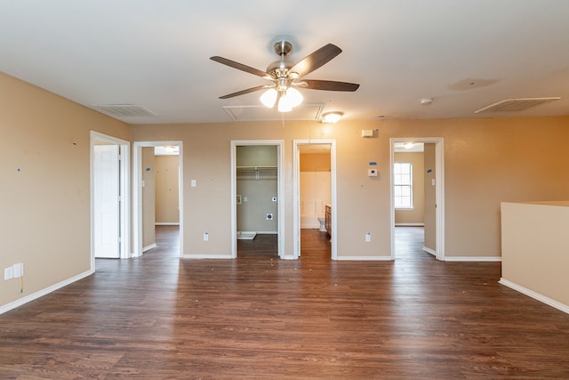 1005 Bainbridge Ln, Forney, TX 75126 - empty room with attic access, ceiling fan, dark wood-style floors, and baseboards