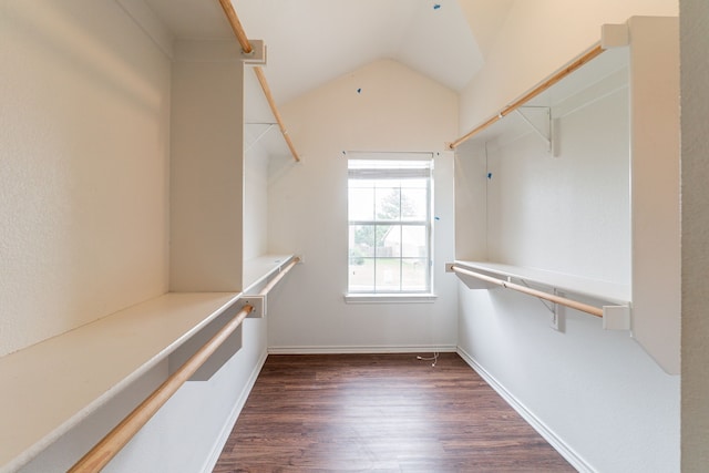 1005 Bainbridge Ln, Forney, TX 75126 - spacious closet featuring dark wood-style flooring and lofted ceiling