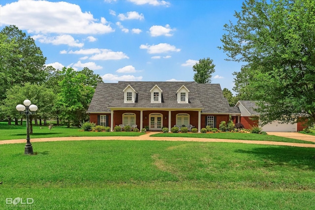 10198 Castanedo Ct, Keithville, LA 71047 - cape cod house with french doors, a front yard, driveway, and an attached garage
