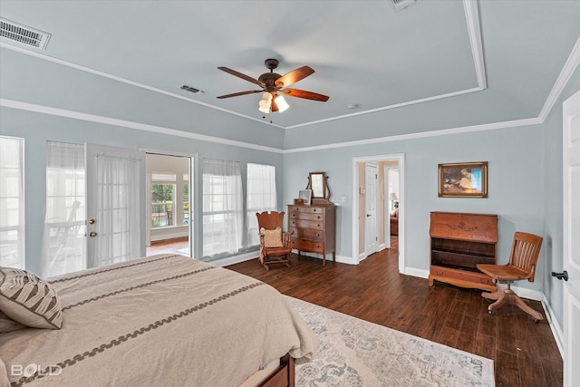10198 Castanedo Ct, Keithville, LA 71047 - bedroom featuring wood finished floors, a tray ceiling, baseboards, and ornamental molding