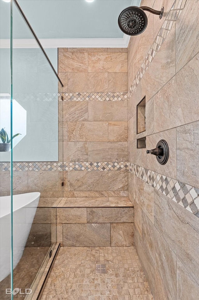 10198 Castanedo Ct, Keithville, LA 71047 - bathroom featuring a tile shower and a freestanding bath
