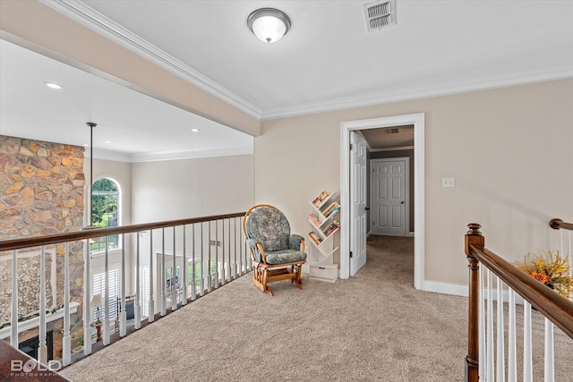 10198 Castanedo Ct, Keithville, LA 71047 - living area with carpet flooring, crown molding, baseboards, and recessed lighting