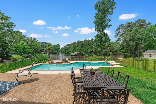 10198 Castanedo Ct, Keithville, LA 71047 - view of pool with a patio area, view of scattered trees, and a pool with connected hot tub