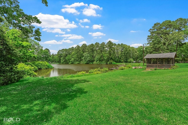 10198 Castanedo Ct, Keithville, LA 71047 - view of green lawn with a water view and a view of trees