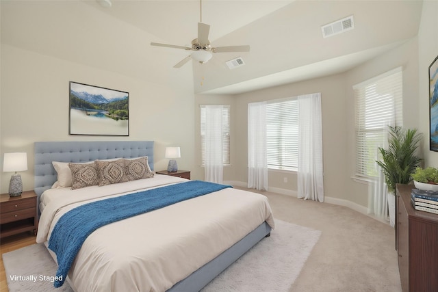 2614 Dakota Cir, Corinth, TX 76210 - bedroom featuring baseboards, multiple windows, light carpet, and ceiling fan