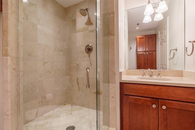 5909 Luther Ln Unit 2200, Dallas, TX 75225 - full bath with a stall shower, vanity, and a chandelier