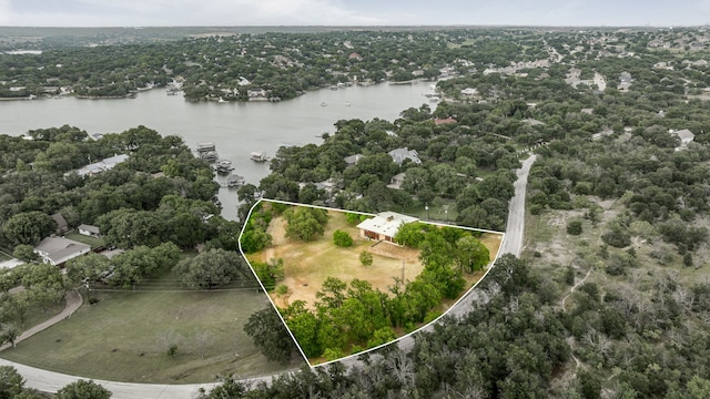 4208 Shore Front Dr, Fort Worth, TX 76135 - aerial view of property's location with a nearby body of water and property parcel outlined