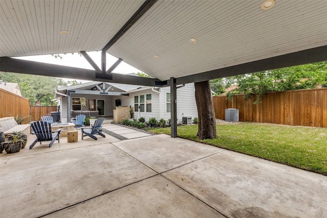 7514 Caillet St, Dallas, TX 75209 - view of patio / terrace featuring a fire pit and cooling unit