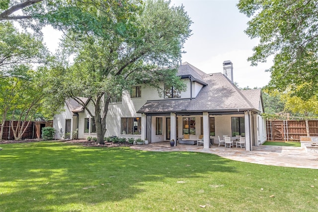 3970 Cobblestone Cir, Dallas, TX 75229 - rear view of house featuring a patio area, a chimney, and an outdoor hangout area