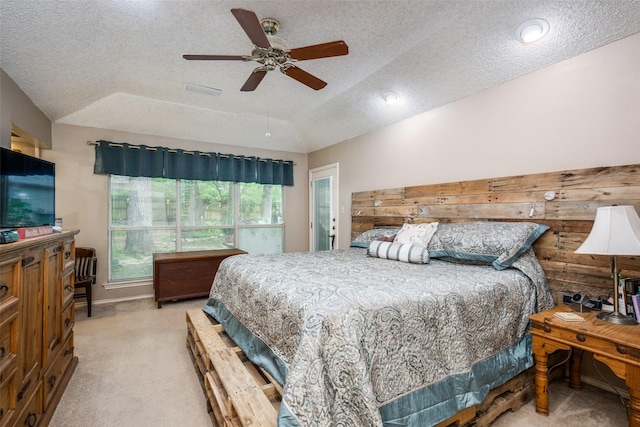 425 Headlee St, Denton, TX 76201 - bedroom with a textured ceiling, light colored carpet, and a ceiling fan