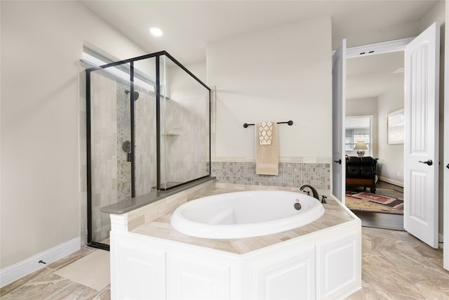 215 Dominion Dr, Wylie, TX 75098 - full bathroom with a garden tub, a stall shower, and connected bathroom