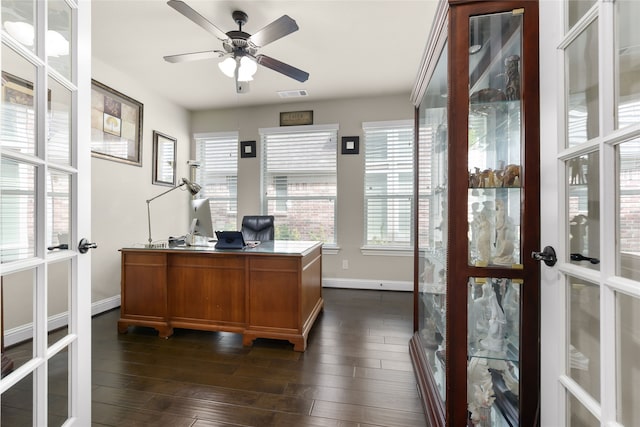 215 Dominion Dr, Wylie, TX 75098 - office space with french doors, plenty of natural light, baseboards, and ceiling fan
