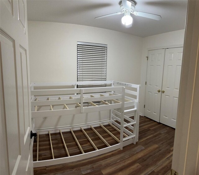 804 Austin Acre, Sulphur Springs, TX 75482 - unfurnished bedroom with wood finished floors, a closet, and ceiling fan