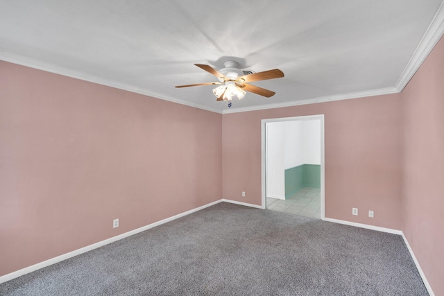 510 Allen Ave, Duncanville, TX 75137 - carpeted spare room featuring ceiling fan, baseboards, and crown molding