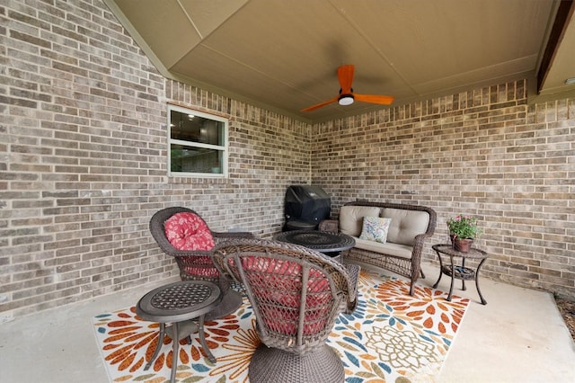 422 Sundance, Corsicana, TX 75109 - view of patio / terrace featuring a ceiling fan, outdoor lounge area, and grilling area