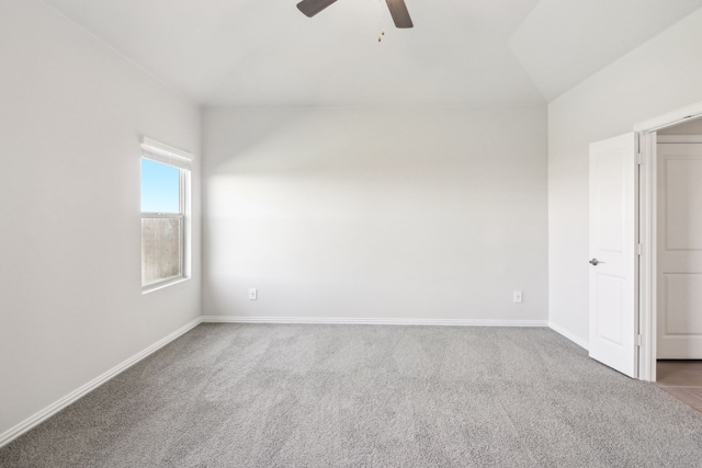 418 Stagg St, Mckinney, TX 75069 - unfurnished room with carpet floors, a ceiling fan, vaulted ceiling, and baseboards