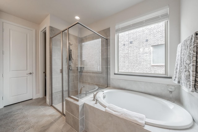 3723 Birch Wood Ct, Northlake, TX 76226 - full bath featuring a shower stall, a garden tub, and tile patterned floors