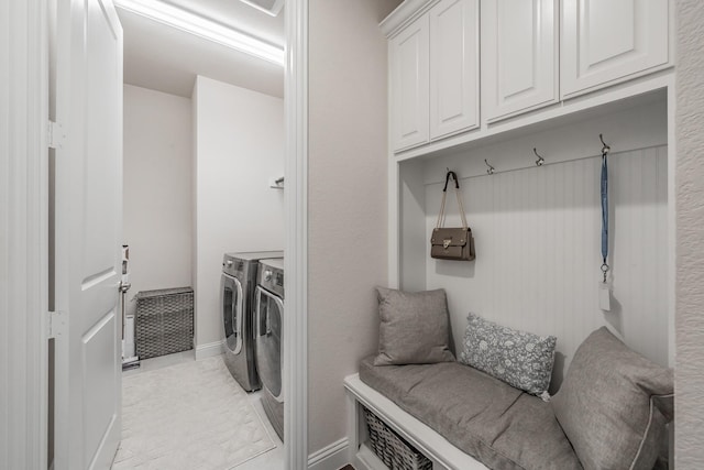 3723 Birch Wood Ct, Northlake, TX 76226 - washroom with independent washer and dryer, cabinet space, and baseboards
