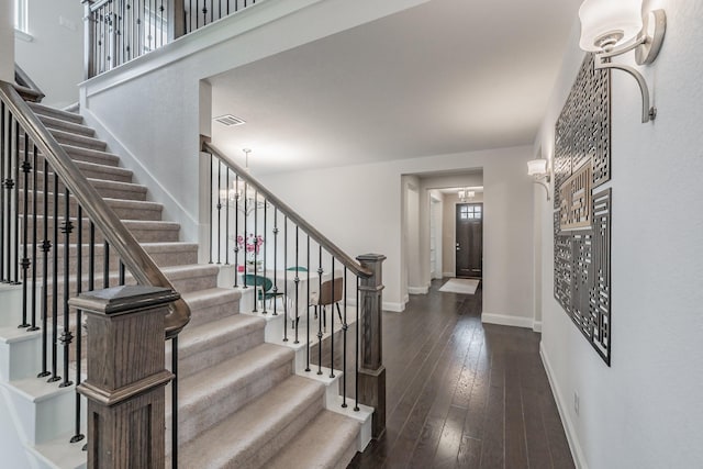 3723 Birch Wood Ct, Northlake, TX 76226 - entrance foyer with stairs, baseboards, and dark wood-style flooring