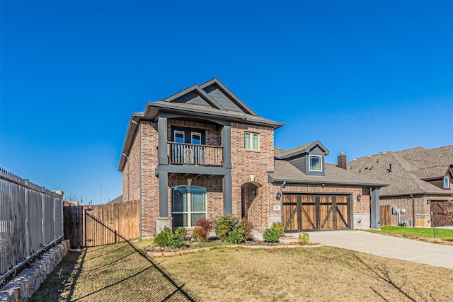 3001 Spring Ct, Midlothian, TX 76065 - view of front of home featuring brick siding, a balcony, driveway, and an attached garage