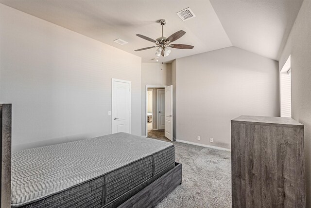 3001 Spring Ct, Midlothian, TX 76065 - carpeted bedroom featuring vaulted ceiling and a ceiling fan