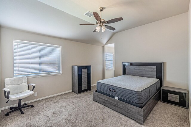 3001 Spring Ct, Midlothian, TX 76065 - bedroom with carpet, lofted ceiling, baseboards, and a ceiling fan