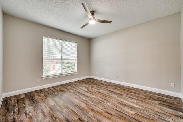 11016 Huntington Rd, Frisco, TX 75035 - spare room featuring ceiling fan, wood finished floors, a textured ceiling, and baseboards