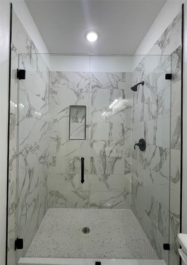 206 E Birch St, Campbell, TX 75422 - full bathroom featuring a marble finish shower and toilet
