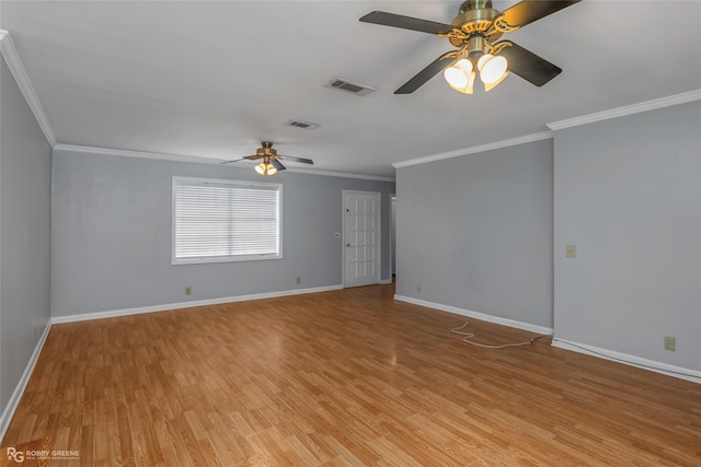 704 Taylor Bend St, Haughton, LA 71037 - unfurnished room with a ceiling fan, ornamental molding, light wood finished floors, and baseboards