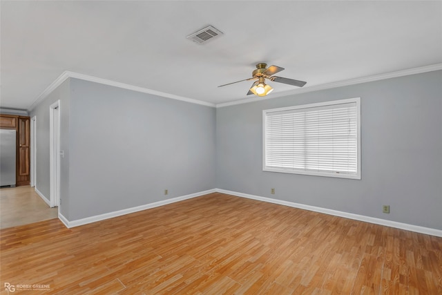 704 Taylor Bend St, Haughton, LA 71037 - empty room with crown molding, a ceiling fan, baseboards, and light wood-style flooring