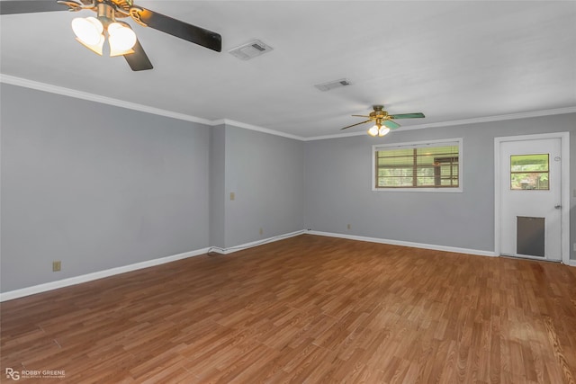 704 Taylor Bend St, Haughton, LA 71037 - spare room with ceiling fan, wood finished floors, crown molding, and baseboards