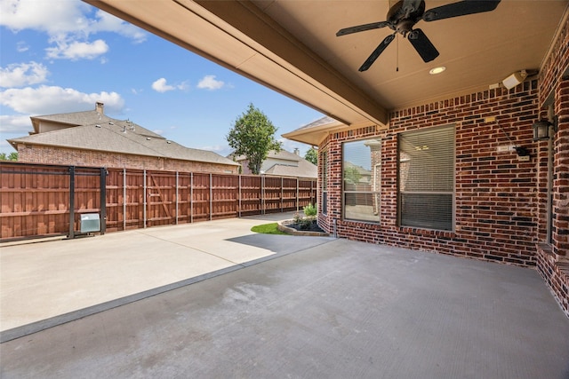 1270 Timber Ln, Frisco, TX 75036 - fenced backyard with a ceiling fan and a patio area