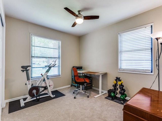 5408 Waltham Ave, Fort Worth, TX 76133 - carpeted home office with ceiling fan and baseboards