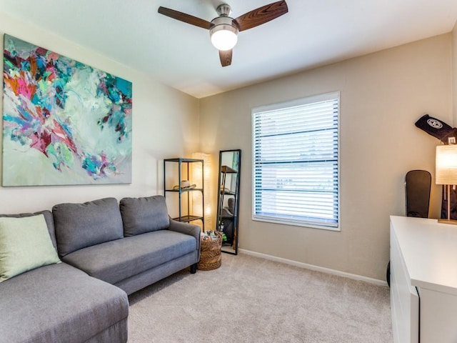 5408 Waltham Ave, Fort Worth, TX 76133 - living room with light carpet and a ceiling fan