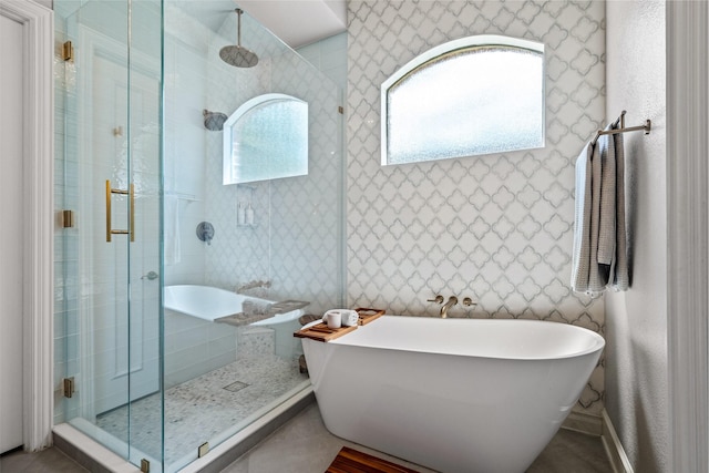 903 Crescent Dr, Highland Village, TX 75077 - bathroom with a stall shower and a freestanding bath