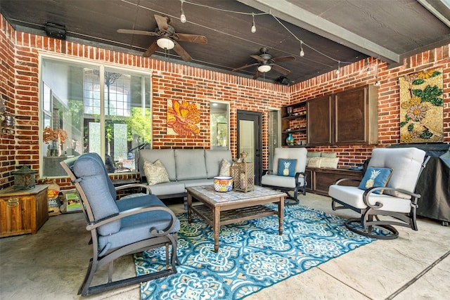 903 Crescent Dr, Highland Village, TX 75077 - view of patio / terrace with a ceiling fan and an outdoor living space