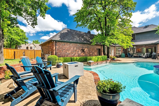 903 Crescent Dr, Highland Village, TX 75077 - view of swimming pool with a patio and fence