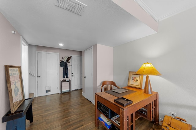 8400 Hickory St Unit 103, Frisco, TX 75034 - office with wood finished floors, a textured ceiling, and recessed lighting