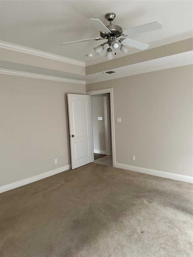 5714 Ferrell Dr, Shreveport, LA 71129 - carpeted empty room featuring ceiling fan, ornamental molding, and baseboards