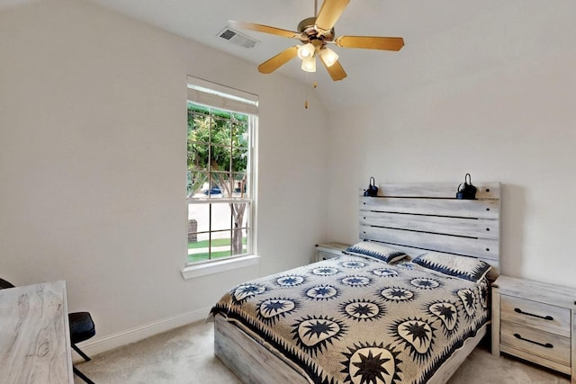 3716 Alder Dr, Mckinney, TX 75071 - bedroom featuring light colored carpet, baseboards, ceiling fan, and lofted ceiling